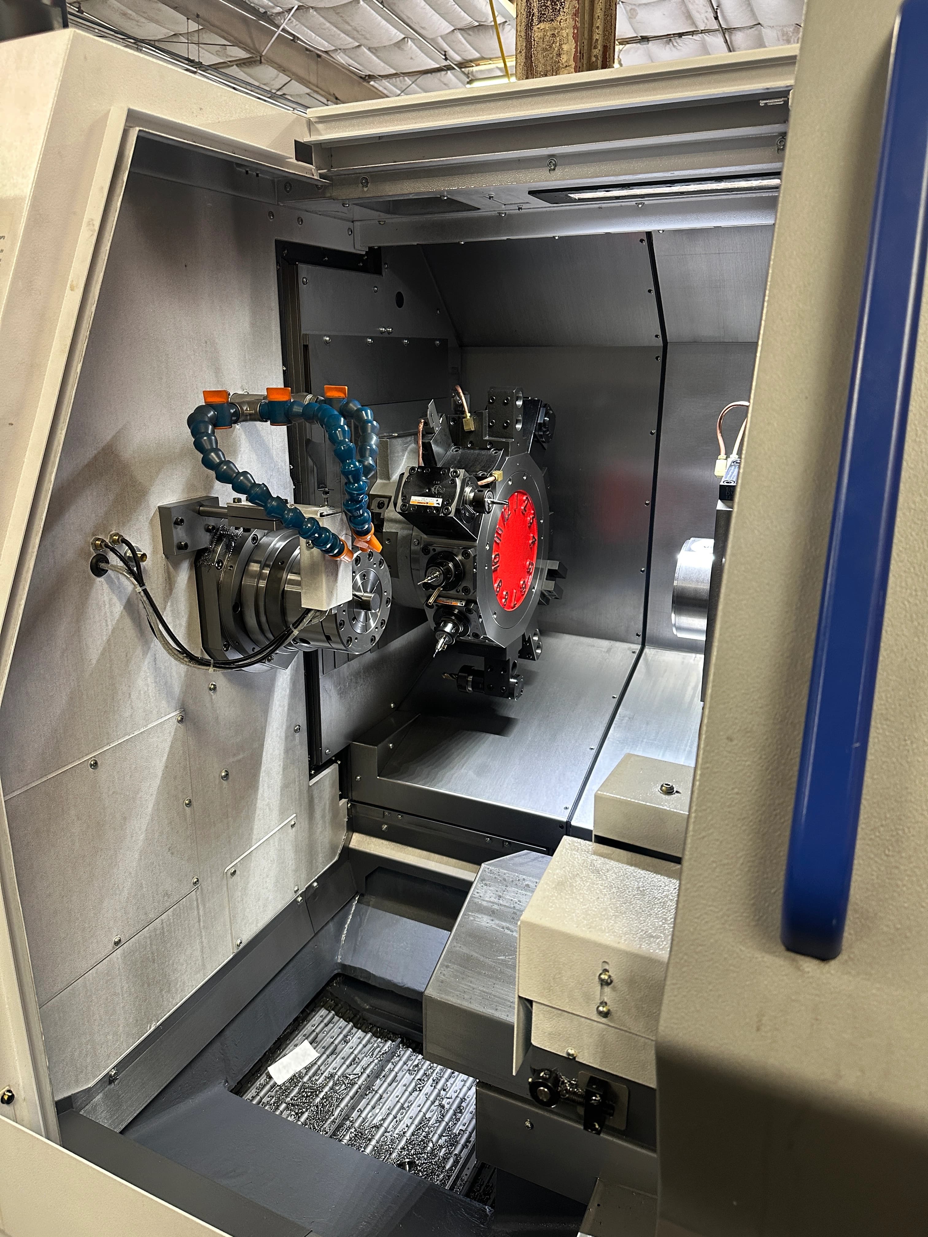 CNC Lathe interior with live tooling turret — Kohler and Clark Tulare CA